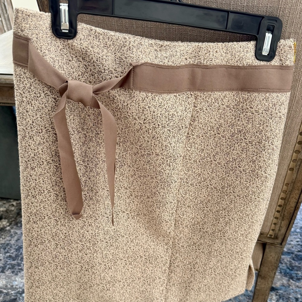 Draper James Gold & Taupe Textured Pencil Skirt with Ribbon Tie